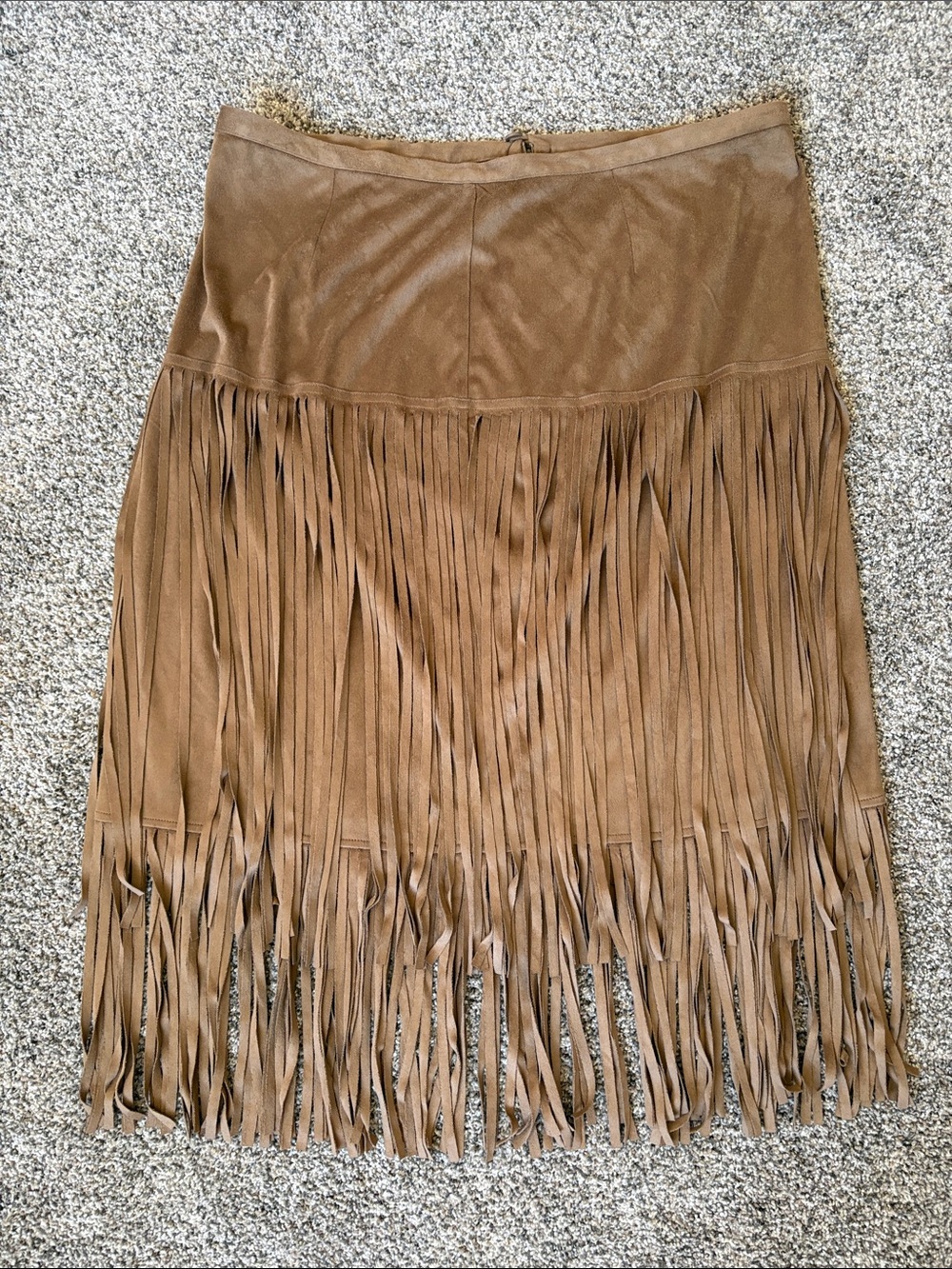 Chico’s Brown Fringe Midi Skirt - Stylish Women’s Suede Look